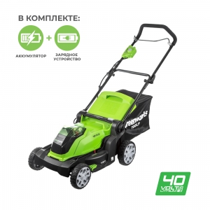 ГАЗОНОКОСИЛКА АККУМУЛЯТОРНАЯ GREENWORKS G40LM41K6 40V 40 СМ 6Ah  с АКБ и ЗУ арт. 2504707UF