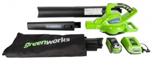 Воздуходув-пылесос аккумуляторный GreenWorks 40V комплект с АКБ и ЗУ, арт. 24227UB
