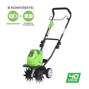 Культиватор аккумуляторный Greenworks G40TLK6 40V c АКБ 6 А.ч и ЗУ